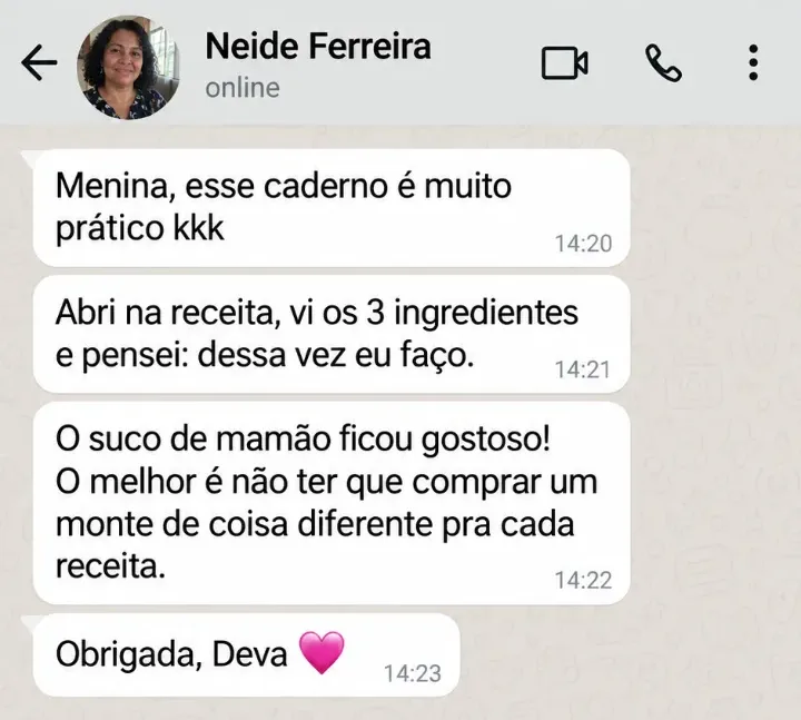 Mensagem de leitora da Dona Deva no WhatsApp