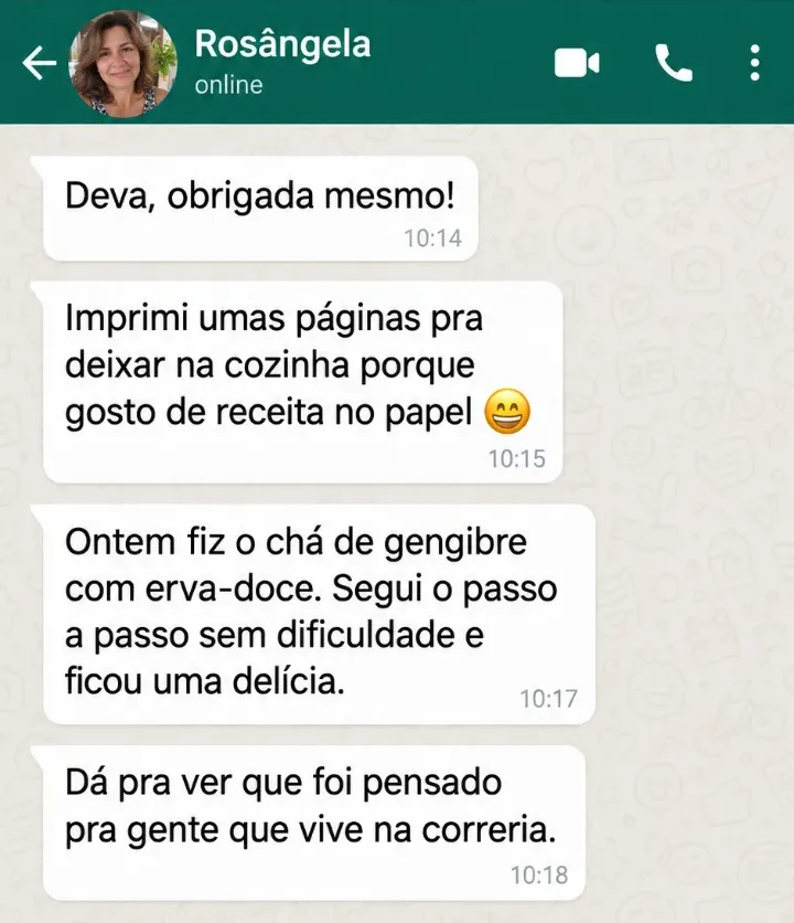 Mensagem de leitora da Dona Deva no WhatsApp